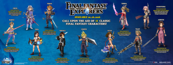 Infografía de personajes y trailer de ‘Final Fantasy Explorers’