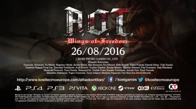 Fecha de lanzamiento de ‘Attack on Titan: Wings of Freedom’ en Europa